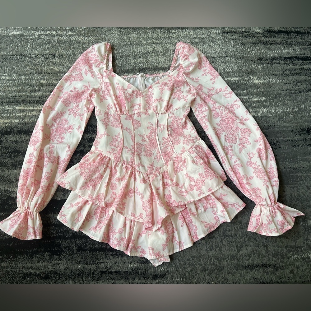 SHEIN MOD Pink Floral Corset Romper
